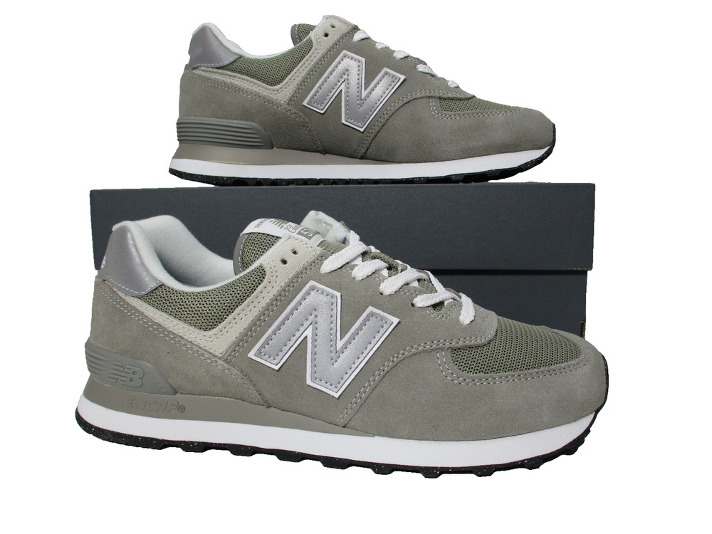 New Balance 574 Shoes Womens Sz 9.5 Mens Sz 8 Grey White Classic Suede